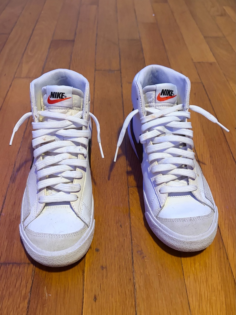 Nike White and Red High-Top Sneakers